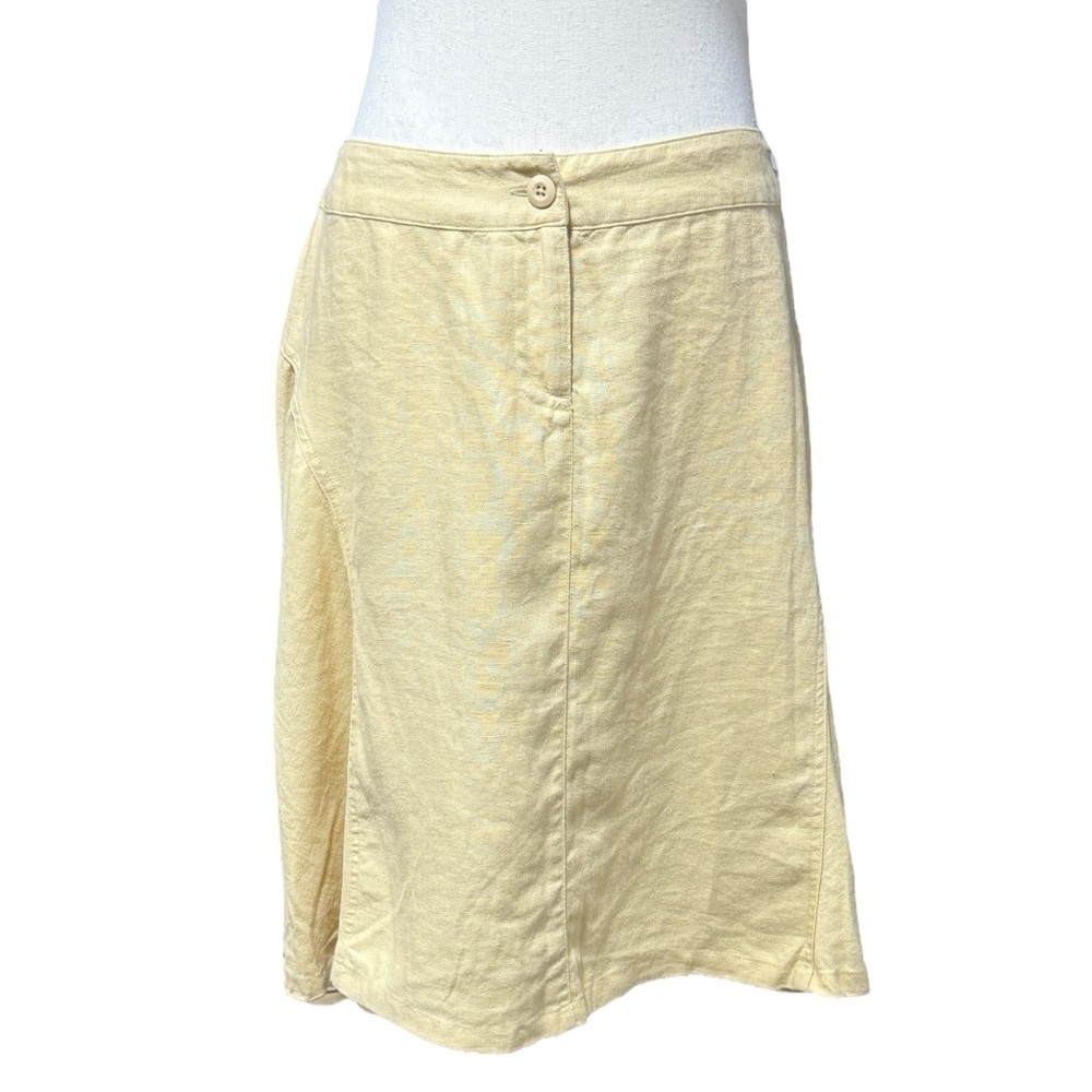 Hillard & Hanson Linen Skirt Butter Yellow Sz 12 Classic Coastal Cottage Capsule